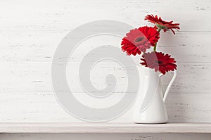 Valentines day card with gerbera flower bouquet