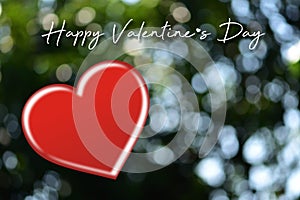 Valentines day card with hearts.Heart shape on blurred bokeh background.