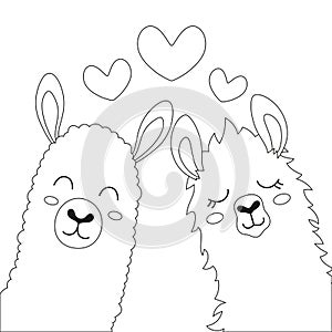 valentines day card with llamas