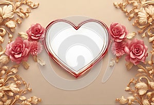 Valentines day card luxury background template, frame with blank space. AI generated