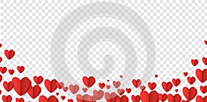 Valentines Day Card With Red Hearts Border Transparent Background