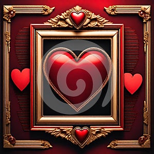 Valentines day card romantic hearts background. AI art generated. 1:1