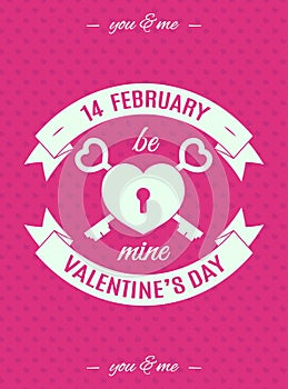 Valentines day card with sign be mine on hearts background pink color for poster, banner sale