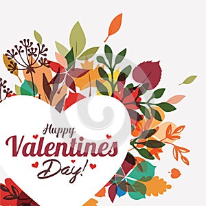 Valentines day card, vector template, floral style