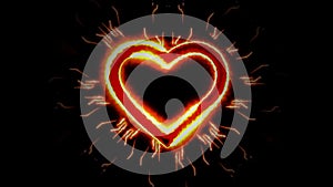 Valentines Day Cartoon Fire Heart Loop