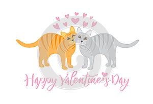 Valentines Day Cats Snuggling vector Illustration