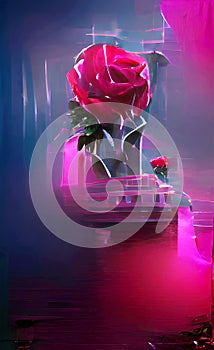 Valentines Day Celebration for Background Red Roses Digital Illustration