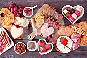 Valentines Day charcuterie table scene