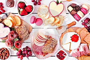 Valentines Day charcuterie table scene