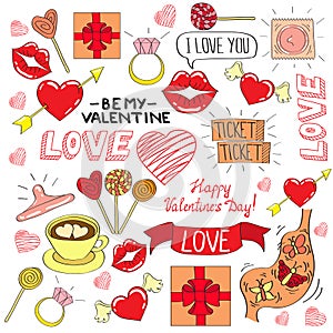 Valentines day color icones set