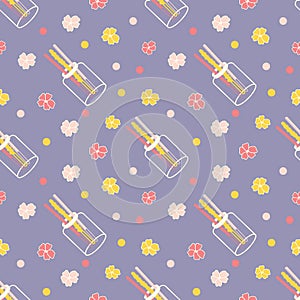 Valentines day colorful sweet pocky and floral pattern 07