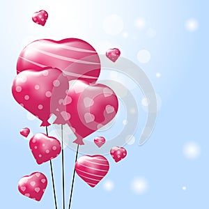 Valentines day concept. Beautiful heart balloon on bokeh and blue background