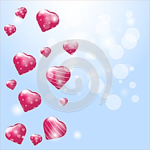 Valentines day concept. Beautiful heart balloon on bokeh and blue background