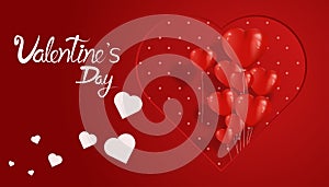 Valentines day concept. Beautiful heart on red background.vector illustration design