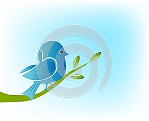 Valentines day concept blue bird on a branch tree vintage vector background image picture