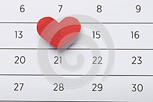 valentines day concept. Calendar close up