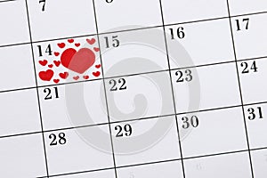 valentines day concept. Calendar close up.