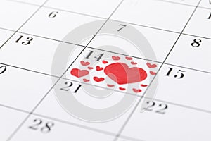 valentines day concept. Calendar close up.