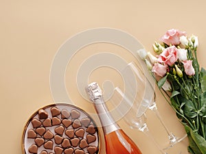 Valentines Day concept, flatlay, copy space