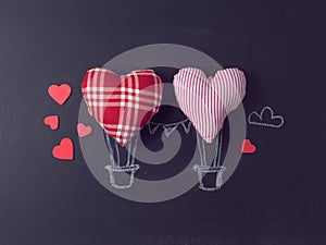 Valentines day concept with heart air balloons