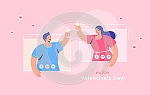 Valentines day congratulation via video call