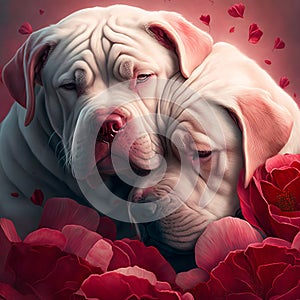 Valentines Day Cuddling Animals - Dog Couple2 (Generative AI)