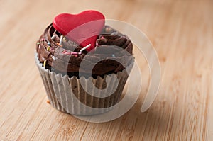 Valentines day cup cake with heart