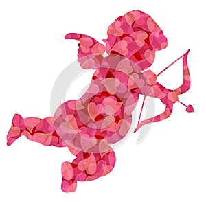 Valentines Day Cupid with Pink Pattern Hearts