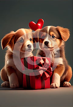 Valentines day cute card pets puppy puppies dog dogs heart hearts