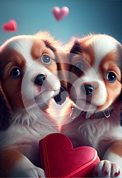 Valentines day cute card pets puppy puppies dog dogs heart hearts