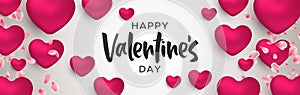 Valentines Day 3d pink heart shape web banner