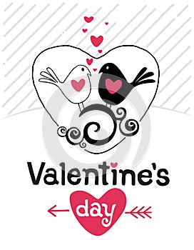 Valentines day design. Cute doves couple in love