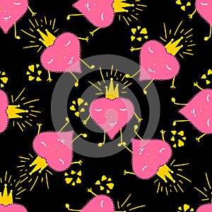 Valentines day design with hearts. Seamless sketched heart pattern. Abstract Valentine background