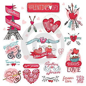 Valentines day design,labels, icons elements