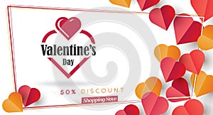 Valentines Day Discount Card and Vector Web Banner