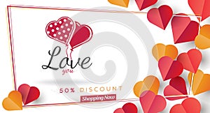 Valentines Day Discount Card and Vector Web Banner