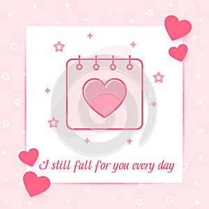 Valentines day february calendar heart love text
