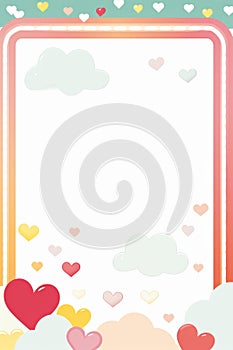 a valentines day frame with hearts and clouds