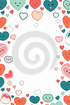 valentines day frame with hearts and hearts on a white background