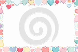 valentines day frame with hearts on a white background