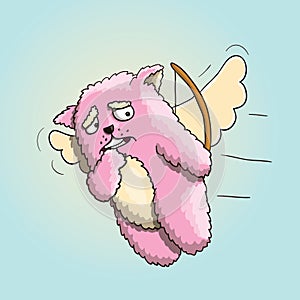 Valentines Day, Funny Cupid Pink Cat, Flying on the Wings of Love, Hit a Different Person
