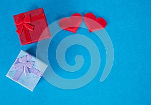 Valentines Day Gift Box On Blue Background