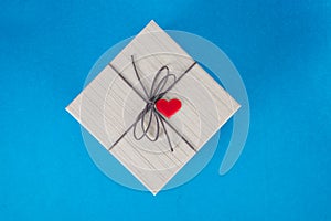 Valentines Day Gift Box On Blue Background