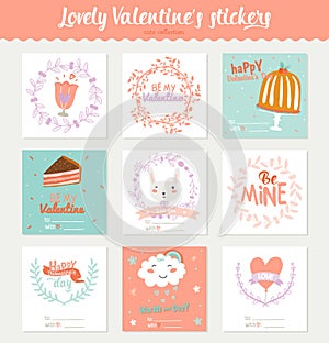 Valentines day gift tags, stickers and labels