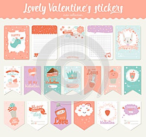 Valentines day gift tags, stickers and labels