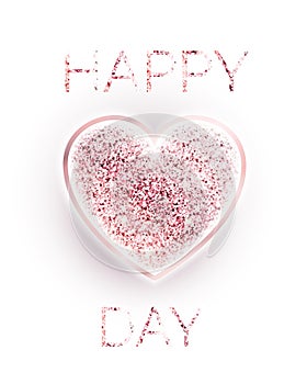 Valentines day. Glitter pink heart.