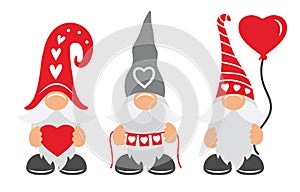 Valentines Day Gnomes with hat, balloon, & hearts photo