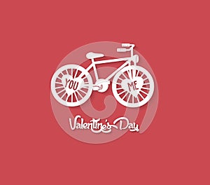 valentines day greeting card with bicycle