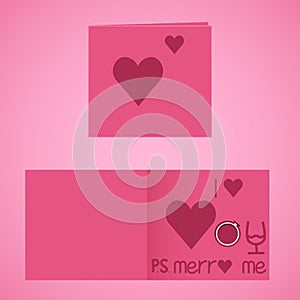 Valentines day greeting card I love you and marry me
