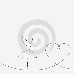 Valentines day heart background with ballet dancer vector